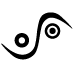 Dwie kropki pokazujące dwa oblicz oddzielone krzywą